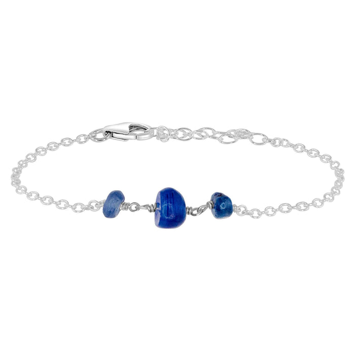 Kyanite Beaded Chain Bracelet - Kyanite Beaded Chain Bracelet - Sterling Silver - Luna Tide Handmade Crystal Jewellery