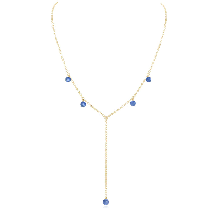 Kyanite Boho Lariat Necklace - Kyanite Boho Lariat Necklace - 14k Gold Fill - Luna Tide Handmade Crystal Jewellery