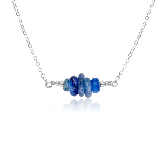Kyanite Chip Bead Bar Necklace - Kyanite Chip Bead Bar Necklace - Sterling Silver - Luna Tide Handmade Crystal Jewellery