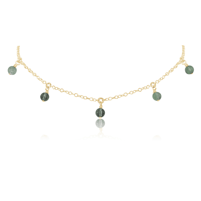 Labradorite Bead Drop Choker - Labradorite Bead Drop Choker - 14k Gold Fill - Luna Tide Handmade Crystal Jewellery