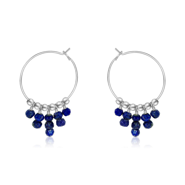 Lapis Lazuli Statement Hoop Earrings - Lapis Lazuli Statement Hoop Earrings - Sterling Silver - Luna Tide Handmade Crystal Jewellery