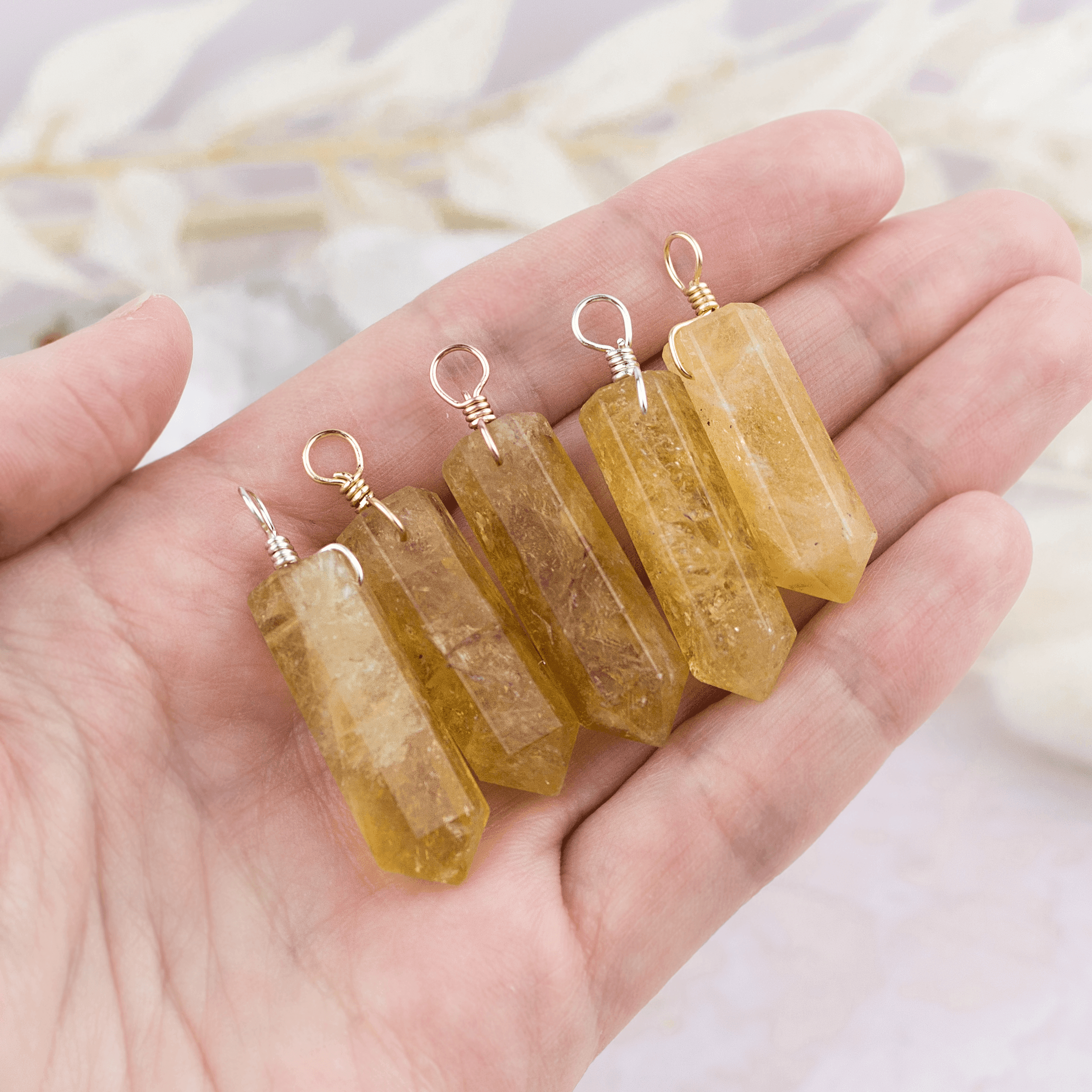 Large Citrine Crystal Tower Point Generator Pendant - Large Citrine Crystal Tower Point Generator Pendant - 14k Gold Fill - Luna Tide Handmade Crystal Jewellery