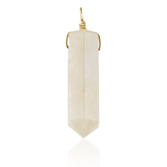 Large Rainbow Moonstone Crystal Tower Point Generator Pendant - Large Rainbow Moonstone Crystal Tower Point Generator Pendant - 14k Gold Fill - Luna Tide Handmade Crystal Jewellery