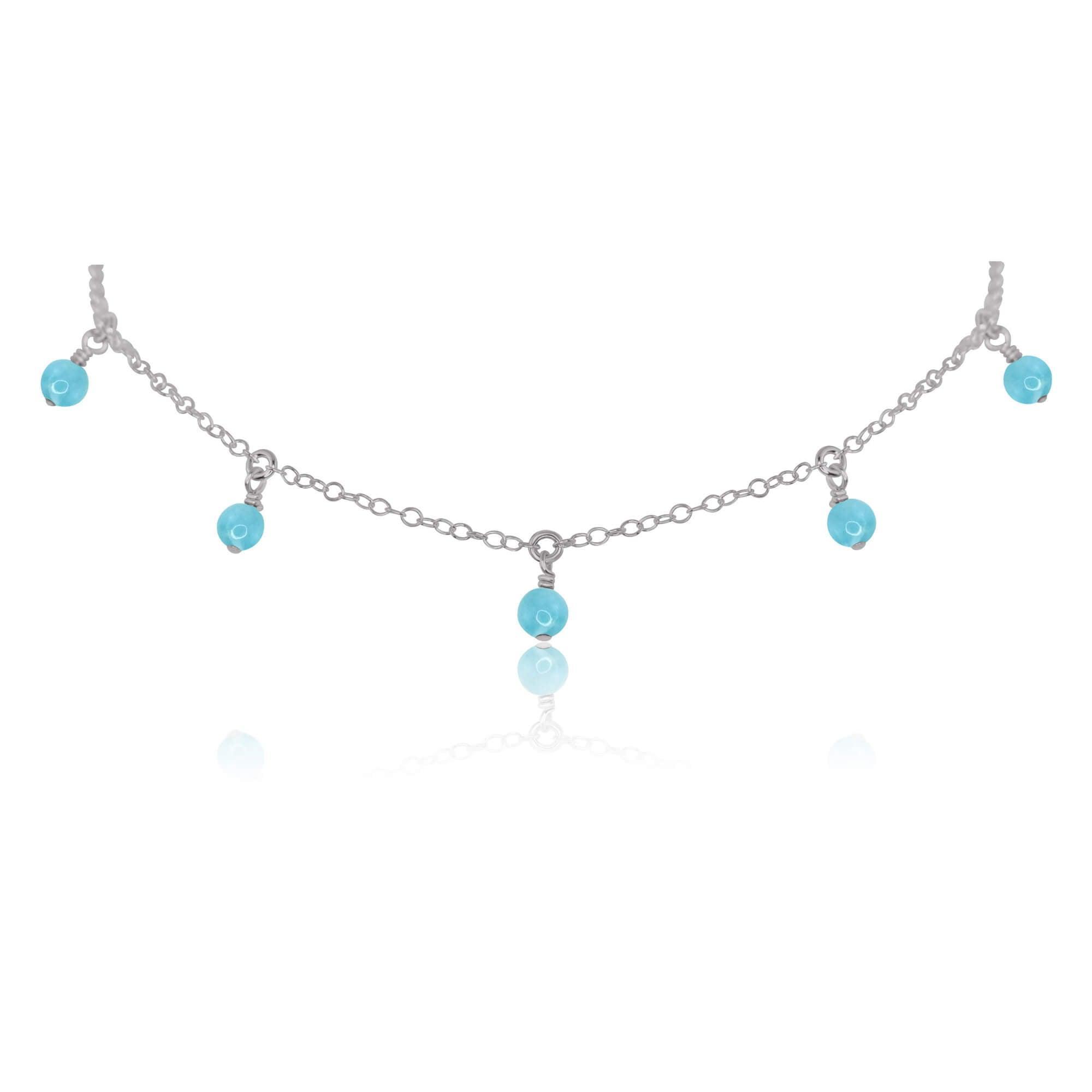 Larimar Bead Drop Choker - Larimar Bead Drop Choker - Stainless Steel - Luna Tide Handmade Crystal Jewellery