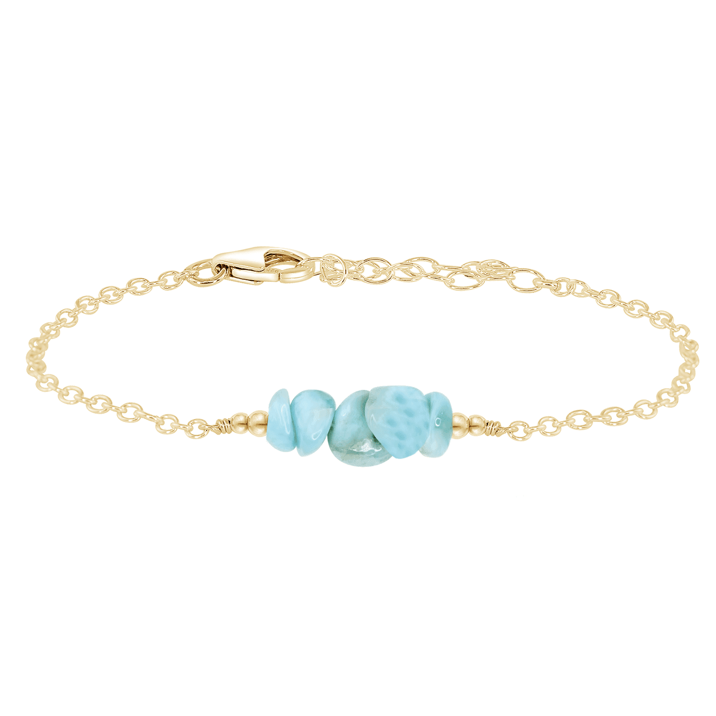 Larimar Chip Bead Bar Bracelet - Larimar Chip Bead Bar Bracelet - 14k Gold Fill - Luna Tide Handmade Crystal Jewellery