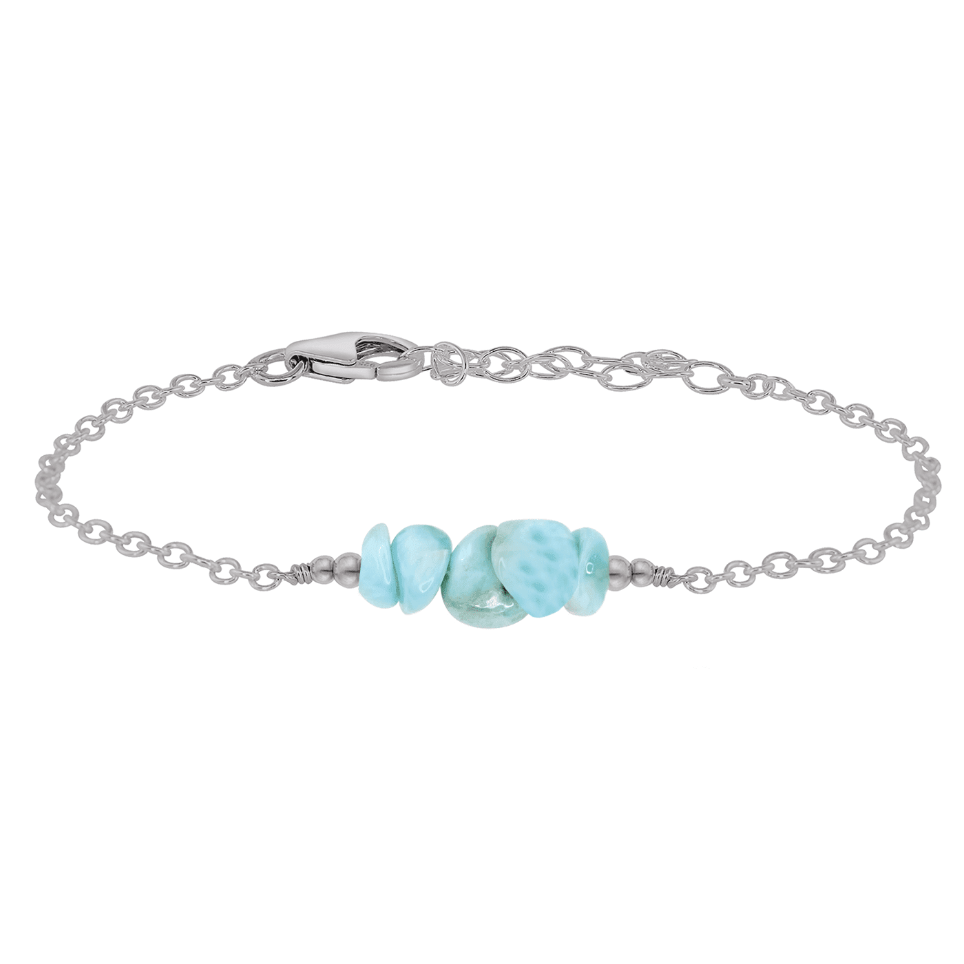 Larimar Chip Bead Bar Bracelet - Larimar Chip Bead Bar Bracelet - Stainless Steel - Luna Tide Handmade Crystal Jewellery