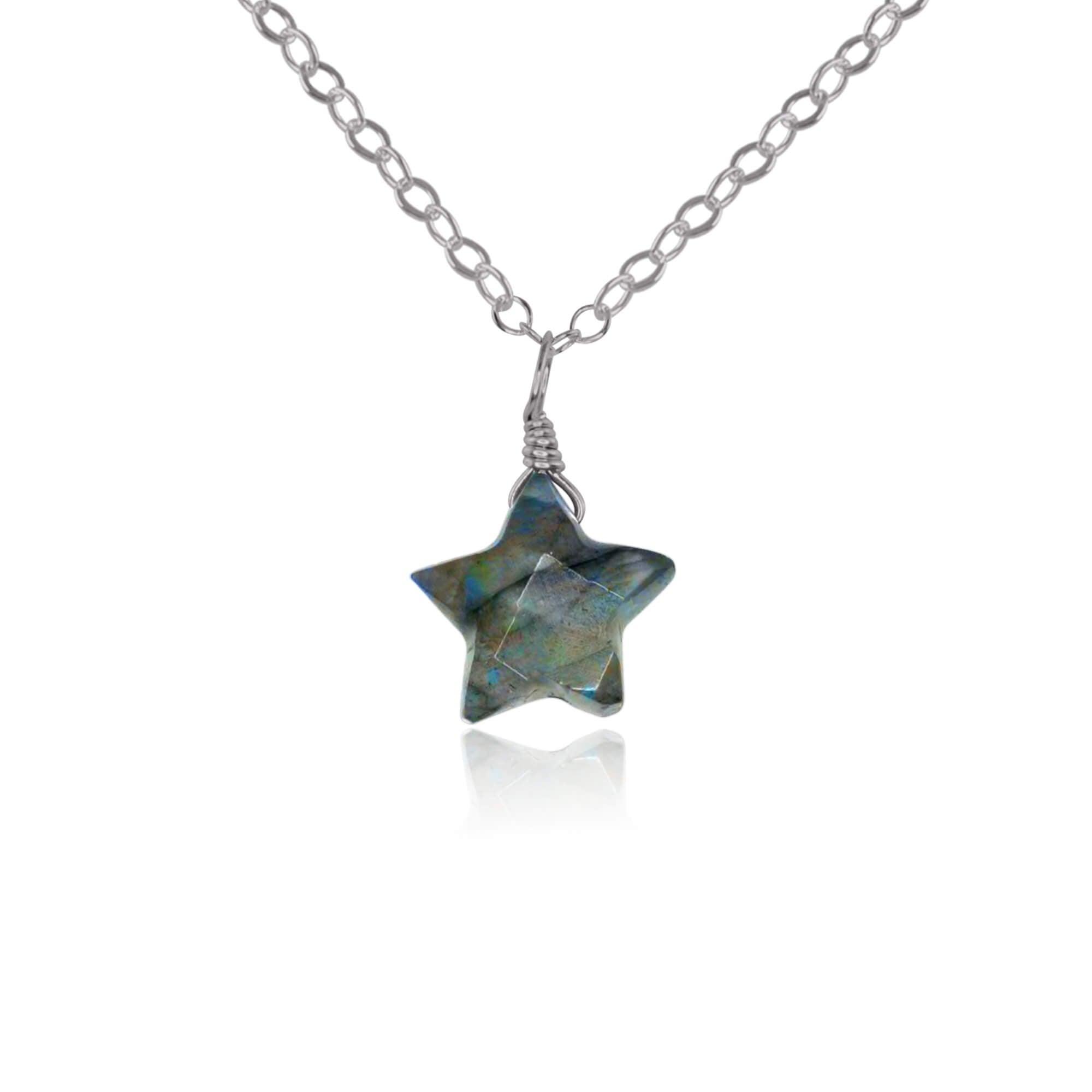 Little Labradorite Star Pendant Necklace - Little Labradorite Star Pendant Necklace - Stainless Steel / Cable - Luna Tide Handmade Crystal Jewellery