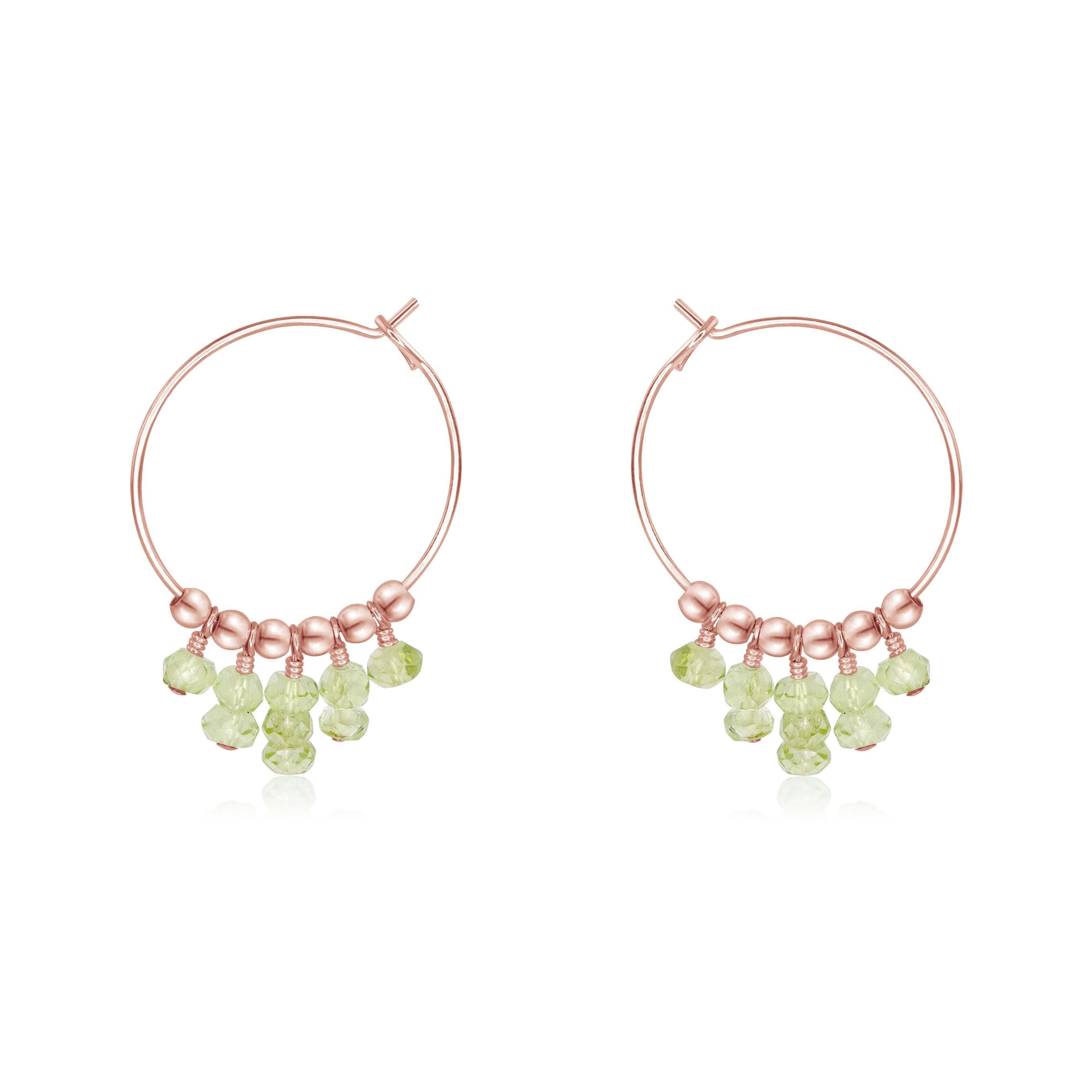 Prehnite Statement Hoop Earrings - Prehnite Statement Hoop Earrings - 14k Rose Gold Fill - Luna Tide Handmade Crystal Jewellery
