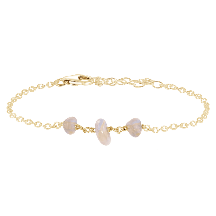 Rainbow Moonstone Beaded Chain Bracelet - Rainbow Moonstone Beaded Chain Bracelet - 14k Gold Fill - Luna Tide Handmade Crystal Jewellery