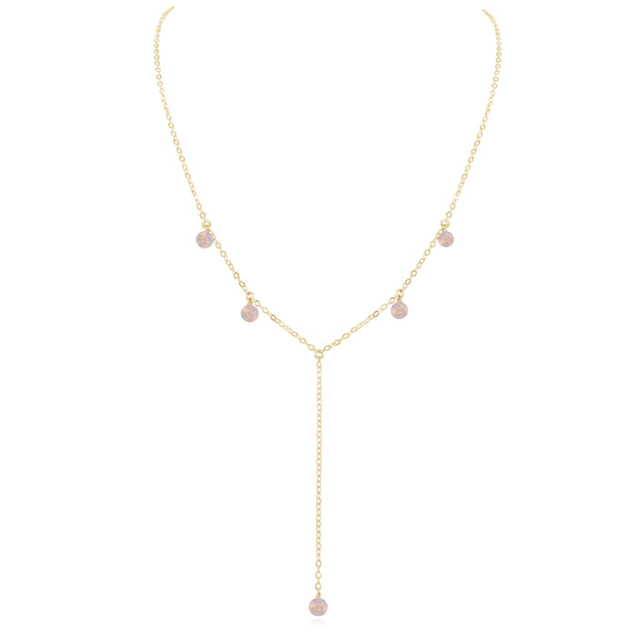 Rainbow Moonstone Boho Lariat Necklace - Rainbow Moonstone Boho Lariat Necklace - 14k Gold Fill - Luna Tide Handmade Crystal Jewellery