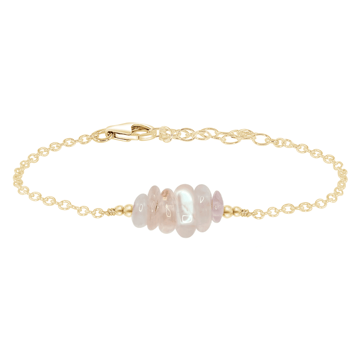 Rainbow moonstone Chip Bead Bar Bracelet - Rainbow moonstone Chip Bead Bar Bracelet - 14k Gold Fill - Luna Tide Handmade Crystal Jewellery