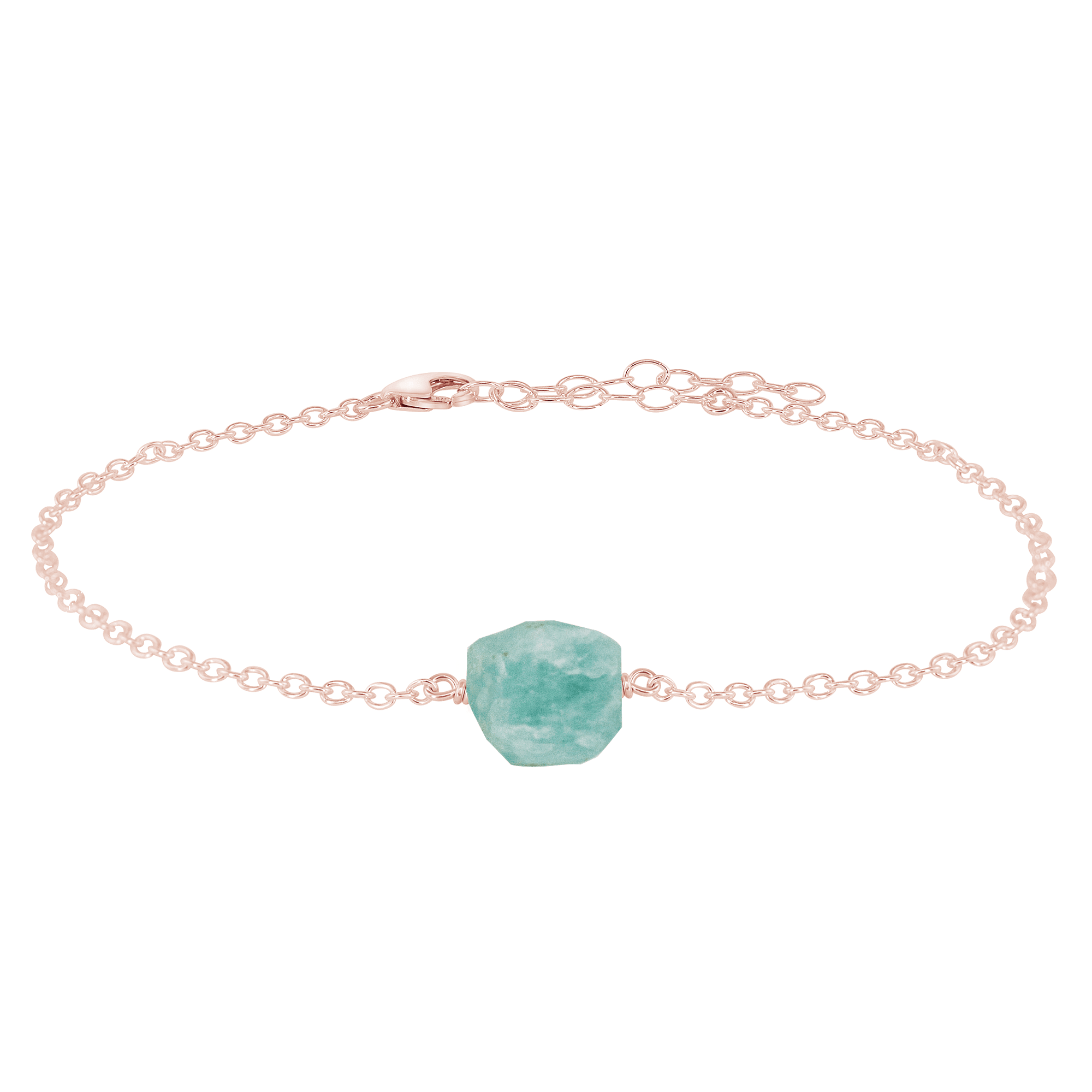 Raw Amazonite Crystal Nugget Anklet - Raw Amazonite Crystal Nugget Anklet - 14k Rose Gold Fill - Luna Tide Handmade Crystal Jewellery