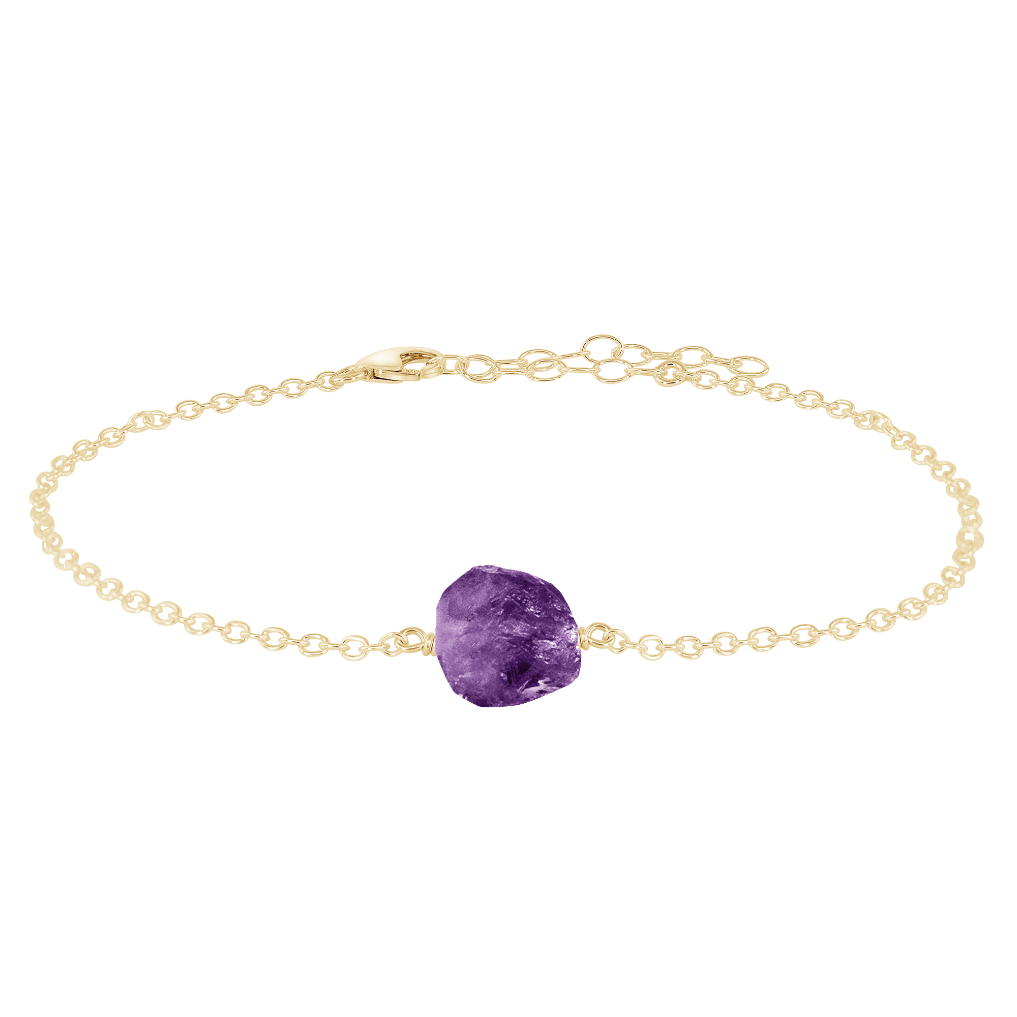 Raw Amethyst Crystal Nugget Anklet - Raw Amethyst Crystal Nugget Anklet - 14k Gold Fill - Luna Tide Handmade Crystal Jewellery