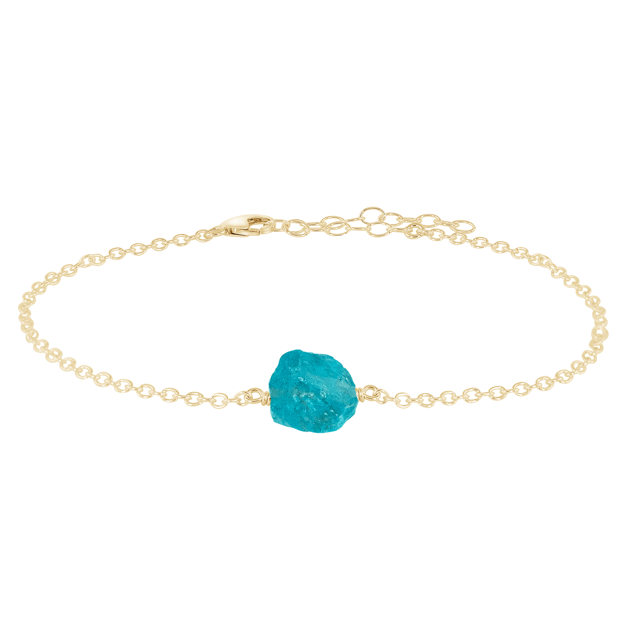 Raw Apatite Crystal Nugget Anklet - Raw Apatite Crystal Nugget Anklet - 14k Gold Fill - Luna Tide Handmade Crystal Jewellery
