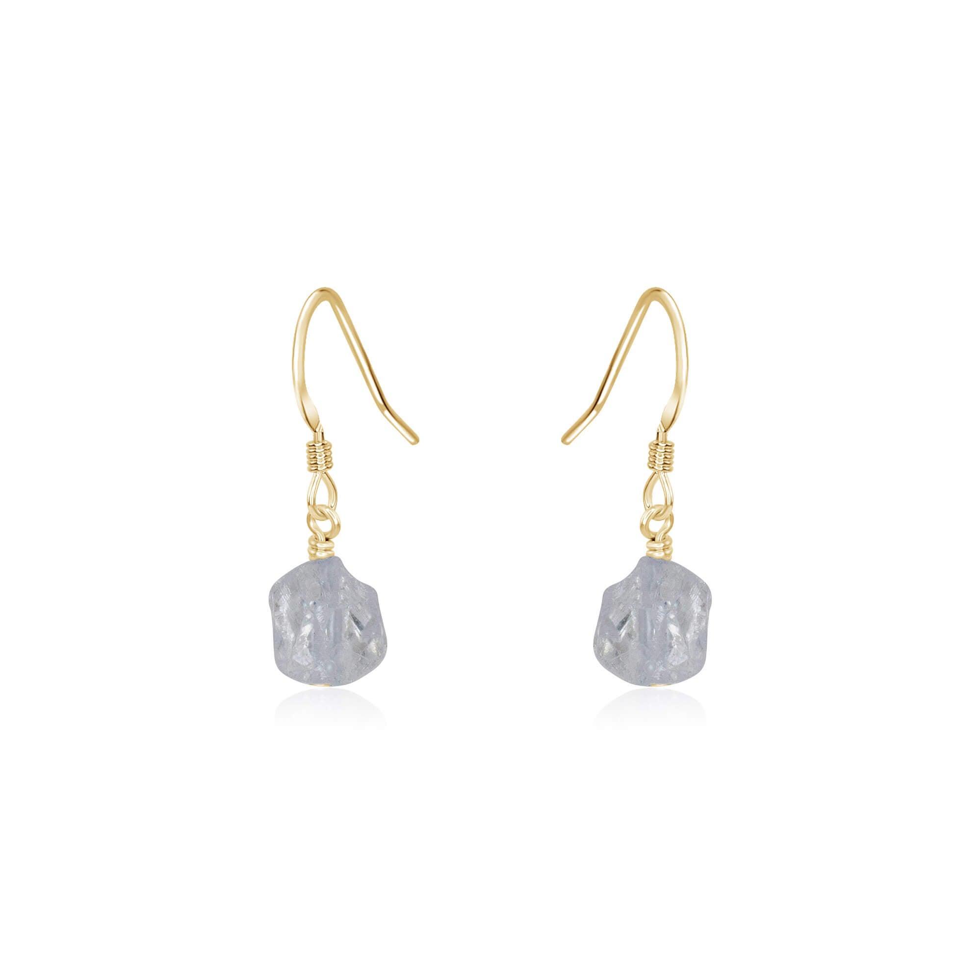 Raw Clear Crystal Quartz Crystal Dangle Drop Earrings - Raw Clear Crystal Quartz Crystal Dangle Drop Earrings - 14k Gold Fill - Luna Tide Handmade Crystal Jewellery