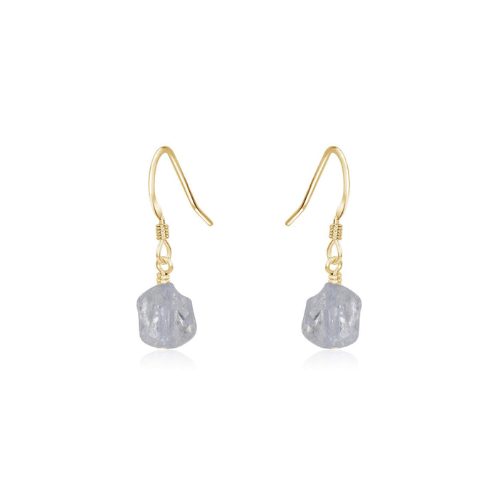 Raw Clear Crystal Quartz Crystal Dangle Drop Earrings - Raw Clear Crystal Quartz Crystal Dangle Drop Earrings - 14k Gold Fill - Luna Tide Handmade Crystal Jewellery