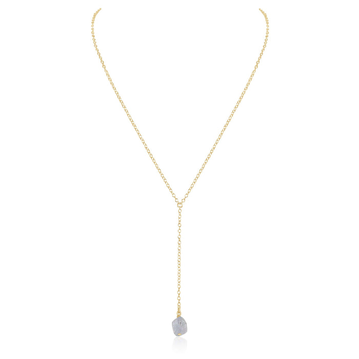 Raw Clear Quartz Crystal Lariat Necklace - Raw Clear Quartz Crystal Lariat Necklace - 14k Gold Fill - Luna Tide Handmade Crystal Jewellery