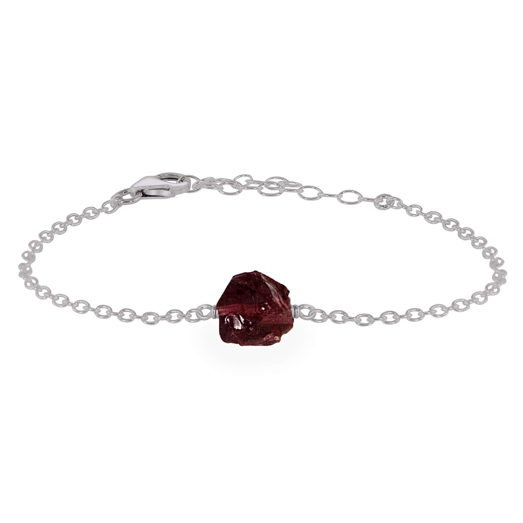 Raw Garnet Crystal Nugget Bracelet - Raw Garnet Crystal Nugget Bracelet - Stainless Steel - Luna Tide Handmade Crystal Jewellery
