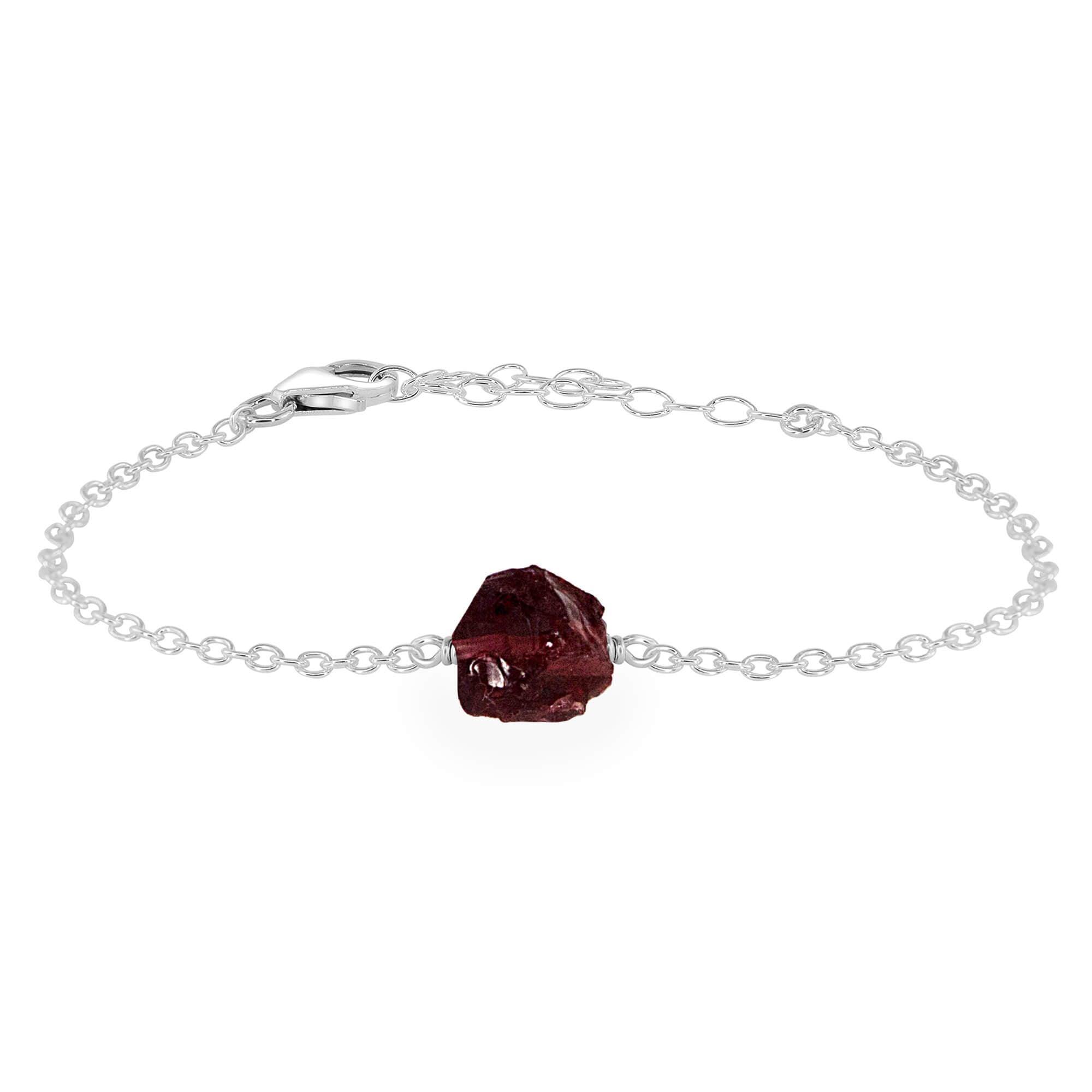 Raw Garnet Crystal Nugget Bracelet - Raw Garnet Crystal Nugget Bracelet - Sterling Silver - Luna Tide Handmade Crystal Jewellery