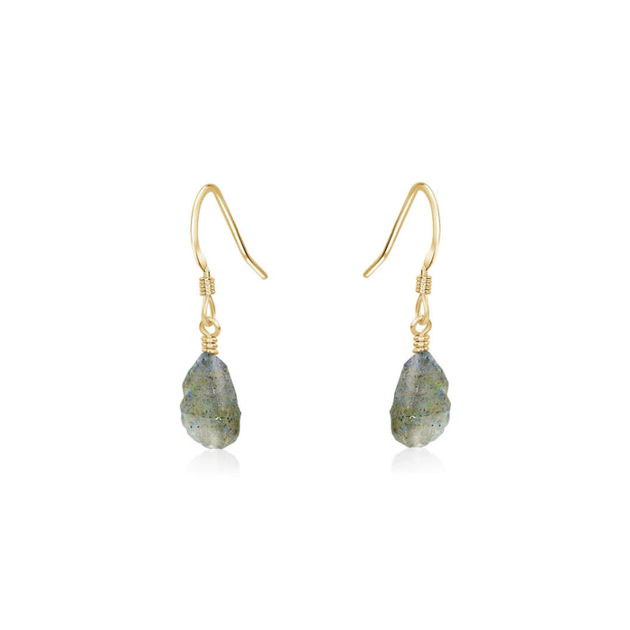 Raw Grey Labradorite Crystal Dangle Drop Earrings - Raw Grey Labradorite Crystal Dangle Drop Earrings - 14k Gold Fill - Luna Tide Handmade Crystal Jewellery