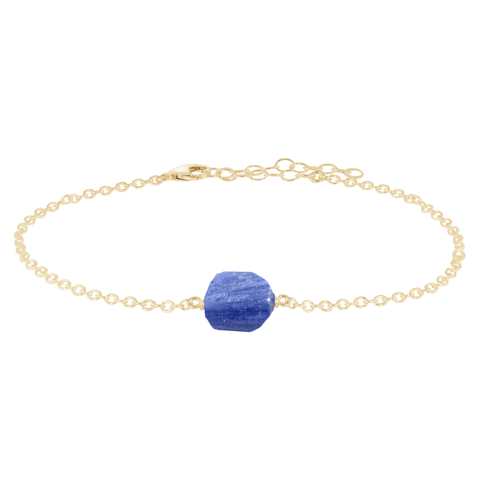Raw Kyanite Crystal Nugget Anklet - Raw Kyanite Crystal Nugget Anklet - 14k Gold Fill - Luna Tide Handmade Crystal Jewellery