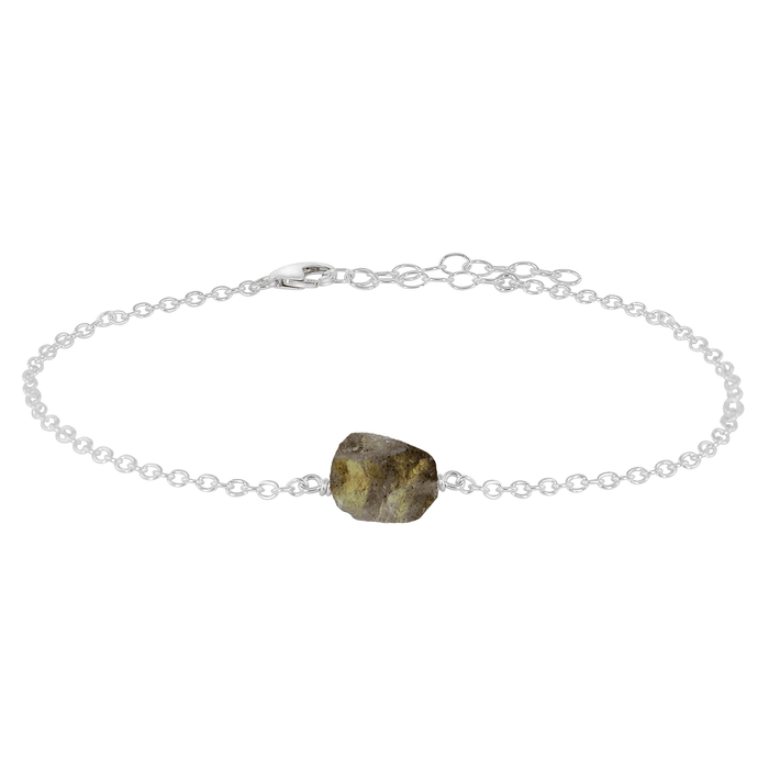 Raw Labradorite Crystal Nugget Anklet - Raw Labradorite Crystal Nugget Anklet - Sterling Silver - Luna Tide Handmade Crystal Jewellery