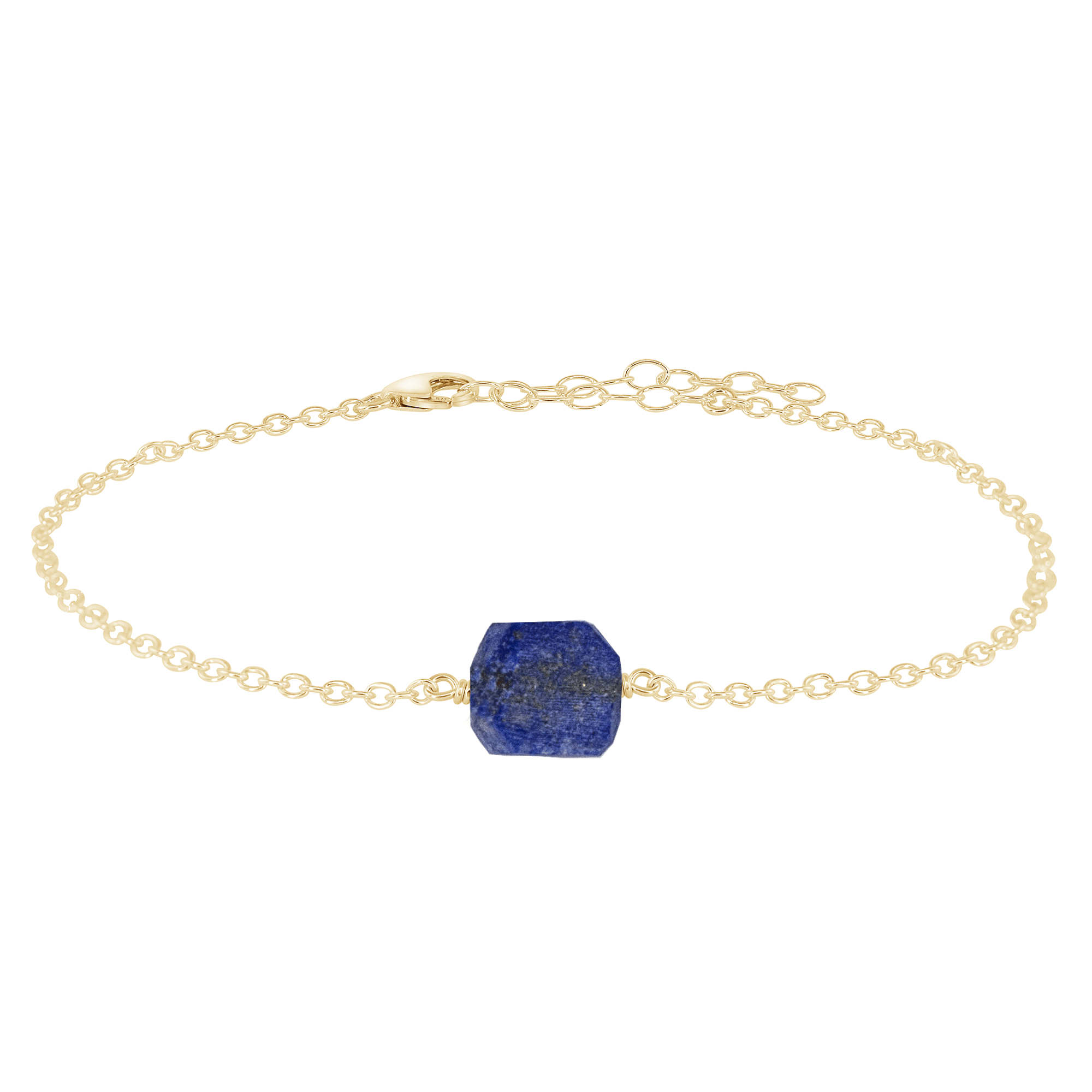 Raw Lapis Lazuli Crystal Nugget Anklet - Raw Lapis Lazuli Crystal Nugget Anklet - 14k Gold Fill - Luna Tide Handmade Crystal Jewellery
