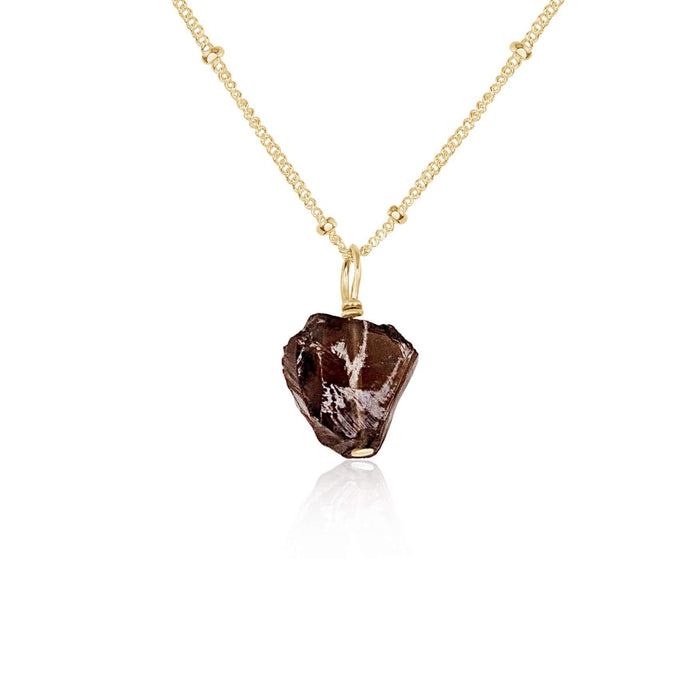 Raw Smoky Quartz Natural Crystal Pendant Necklace - Raw Smoky Quartz Natural Crystal Pendant Necklace - 14k Gold Fill / Satellite - Luna Tide Handmade Crystal Jewellery