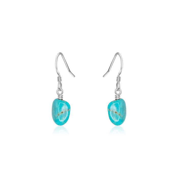 Raw Turquoise Crystal Dangle Drop Earrings - Raw Turquoise Crystal Dangle Drop Earrings - Sterling Silver - Luna Tide Handmade Crystal Jewellery