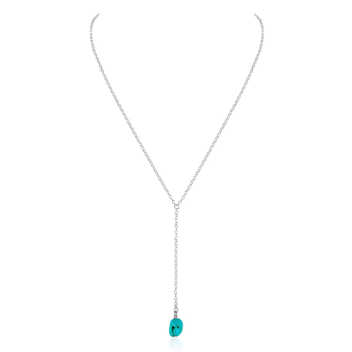 Raw Turquoise Crystal Lariat Necklace - Raw Turquoise Crystal Lariat Necklace - Sterling Silver - Luna Tide Handmade Crystal Jewellery