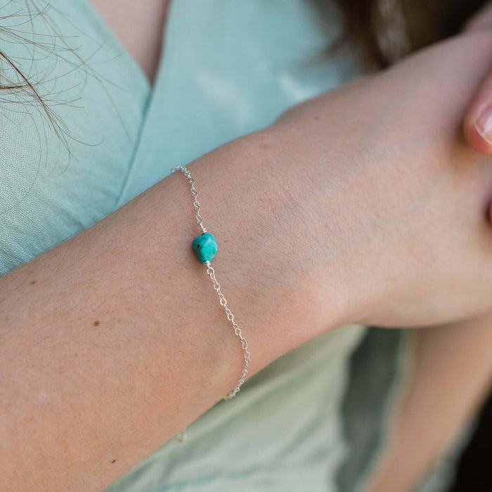 Raw Turquoise Crystal Nugget Bracelet - Raw Turquoise Crystal Nugget Bracelet - Sterling Silver - Luna Tide Handmade Crystal Jewellery