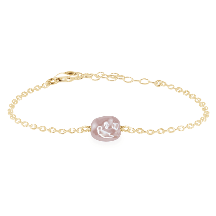 Raw White Freshwater Pearl Crystal Nugget Bracelet - Raw White Freshwater Pearl Crystal Nugget Bracelet - 14k Gold Fill - Luna Tide Handmade Crystal Jewellery