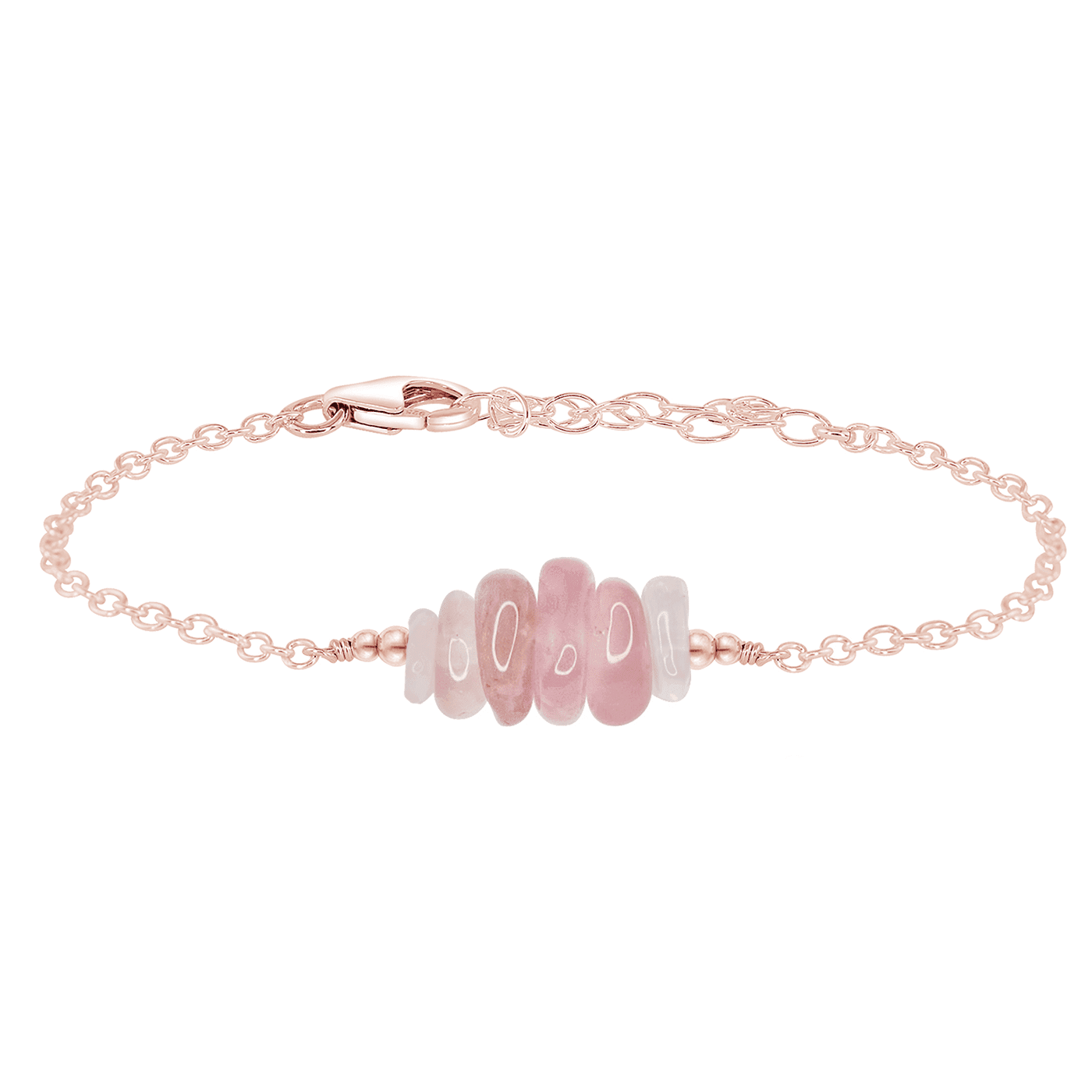 Rose quartz Chip Bead Bar Bracelet - Rose quartz Chip Bead Bar Bracelet - 14k Rose Gold Fill - Luna Tide Handmade Crystal Jewellery