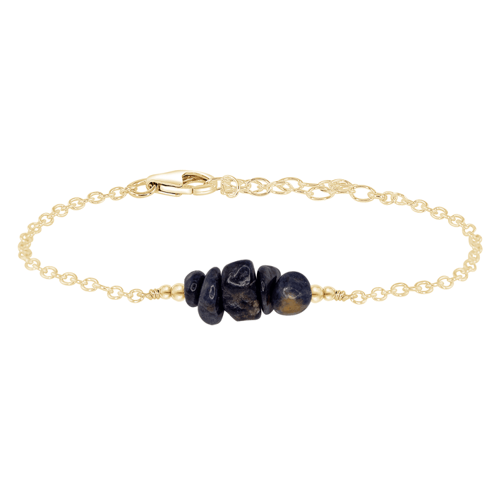 Sapphire Chip Bead Bar Bracelet - Sapphire Chip Bead Bar Bracelet - 14k Gold Fill - Luna Tide Handmade Crystal Jewellery
