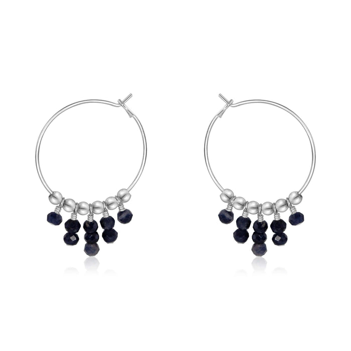 Sapphire Statement Hoop Earrings - Sapphire Statement Hoop Earrings - Sterling Silver - Luna Tide Handmade Crystal Jewellery