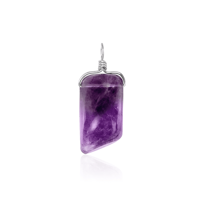 Small Smooth Amethyst Crystal Pendant with Gentle Point - Small Smooth Amethyst Crystal Pendant with Gentle Point - Sterling Silver - Luna Tide Handmade Crystal Jewellery