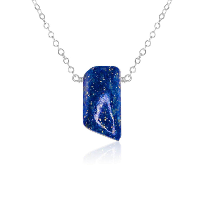 Small Smooth Blue Lapis Lazuli Crystal Slab Necklace - Small Smooth Blue Lapis Lazuli Crystal Slab Necklace - Sterling Silver - Luna Tide Handmade Crystal Jewellery