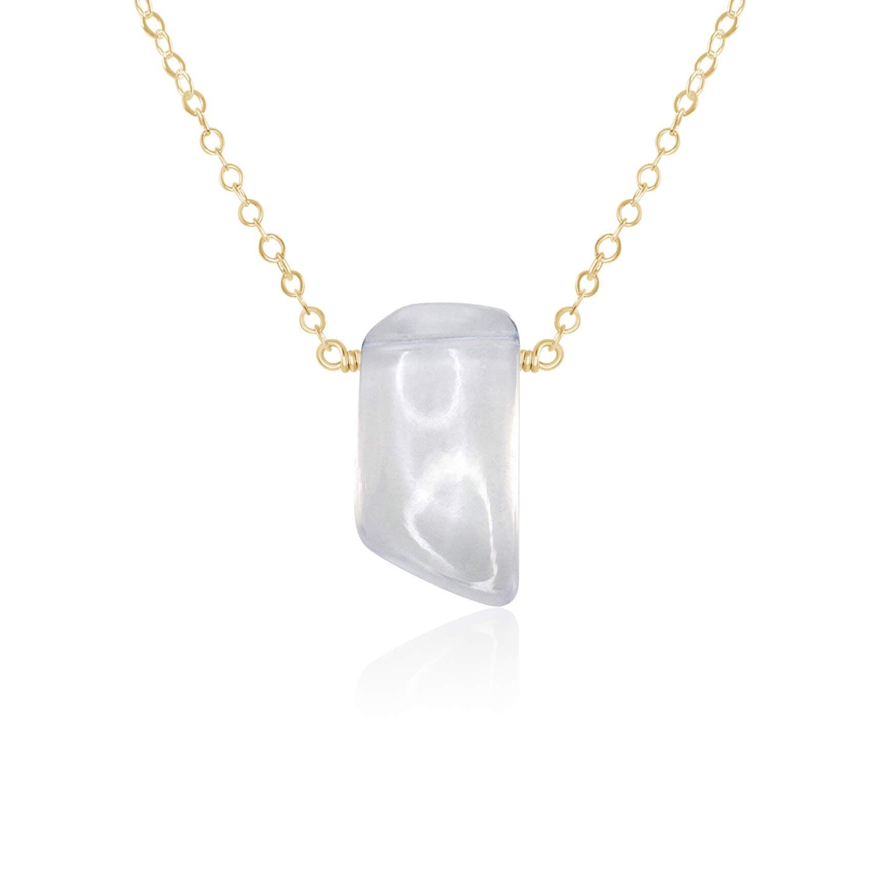 Small Smooth Clear Crystal Quartz Crystal Slab Necklace - Small Smooth Clear Crystal Quartz Crystal Slab Necklace - 14k Gold Fill - Luna Tide Handmade Crystal Jewellery