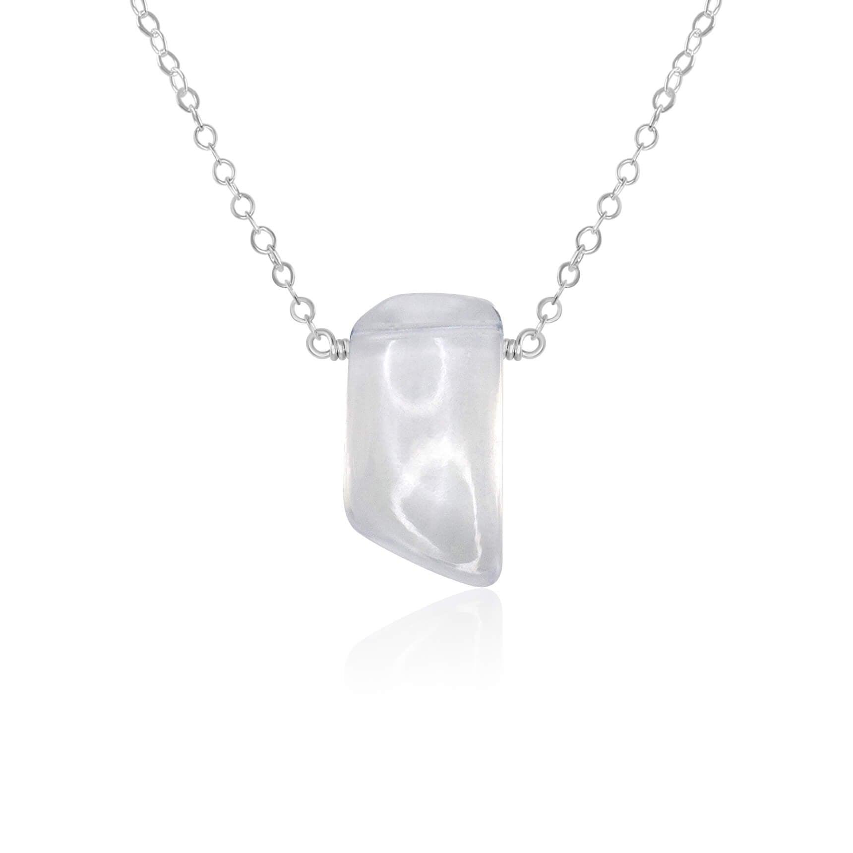 Small Smooth Clear Crystal Quartz Crystal Slab Necklace - Small Smooth Clear Crystal Quartz Crystal Slab Necklace - Sterling Silver - Luna Tide Handmade Crystal Jewellery