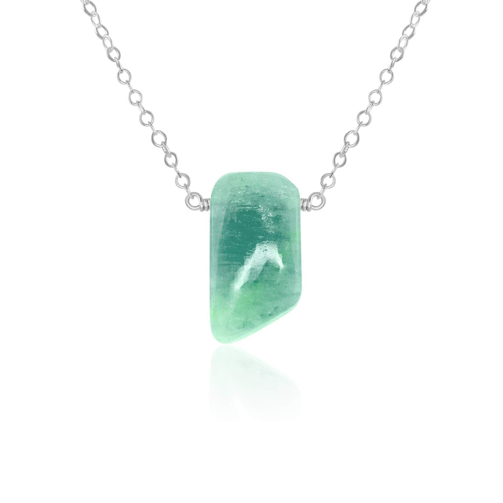 Small Smooth Green Amazonite Crystal Slab Necklace - Small Smooth Green Amazonite Crystal Slab Necklace - Sterling Silver - Luna Tide Handmade Crystal Jewellery