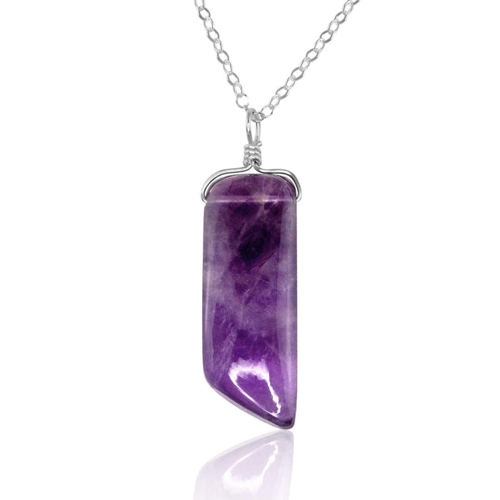 Smooth Purple Amethyst Natural Point Crystal Necklace - Smooth Purple Amethyst Natural Point Crystal Necklace - Sterling Silver / Cable - Luna Tide Handmade Crystal Jewellery