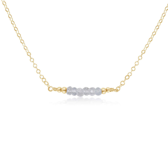 Sparkling Clear Crystal Quartz Faceted Bead Bar Necklace - Sparkling Clear Crystal Quartz Faceted Bead Bar Necklace - 14k Gold Fill - Luna Tide Handmade Crystal Jewellery