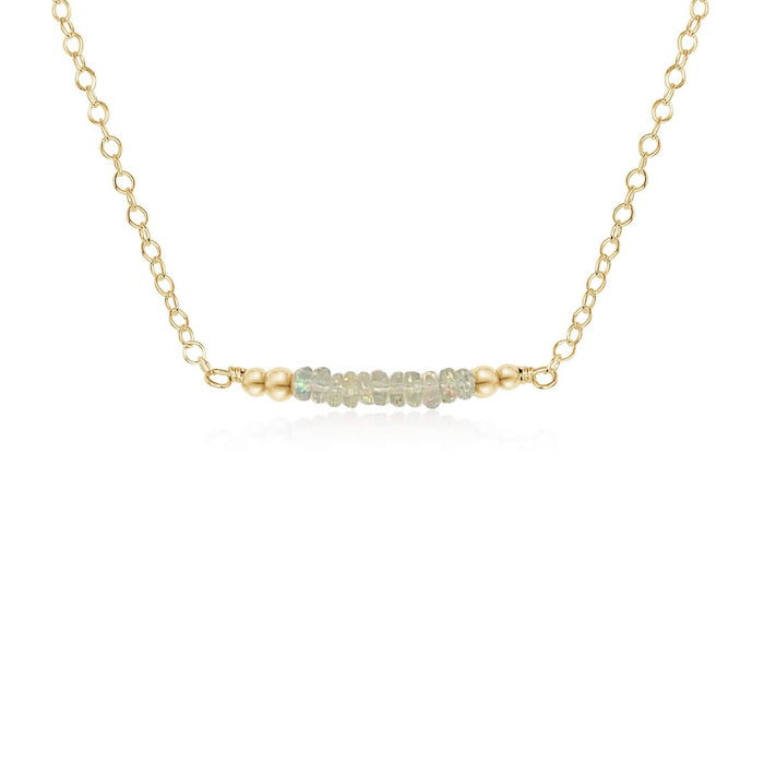 Sparkling Ethiopian Opal Faceted Bead Bar Necklace - Sparkling Ethiopian Opal Faceted Bead Bar Necklace - 14k Gold Fill - Luna Tide Handmade Crystal Jewellery