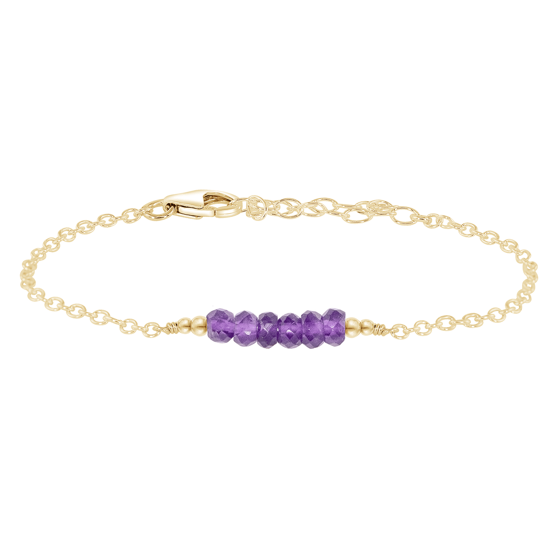 Sparkling Purple Amethyst Gemstone Faceted Bead Bar Bracelet - Sparkling Purple Amethyst Gemstone Faceted Bead Bar Bracelet - 14k Gold Fill - Luna Tide Handmade Crystal Jewellery