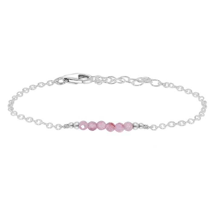 Sparkling Purple Kunzite Gemstone Faceted Bead Bar Bracelet - Sparkling Purple Kunzite Gemstone Faceted Bead Bar Bracelet - Sterling Silver - Luna Tide Handmade Crystal Jewellery