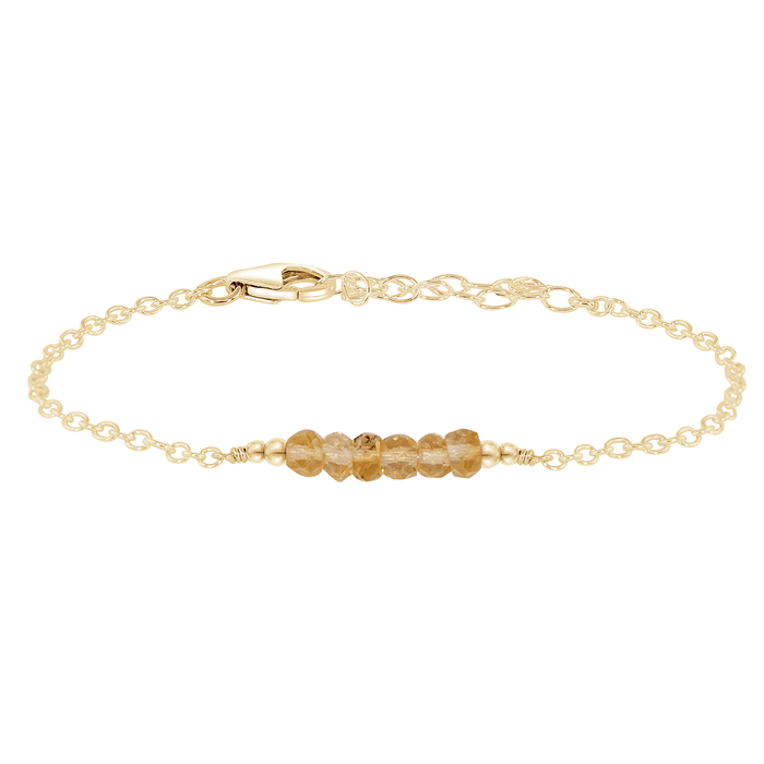 Sparkling Yellow Citrine Gemstone Faceted Bead Bar Bracelet - Sparkling Yellow Citrine Gemstone Faceted Bead Bar Bracelet - 14k Gold Fill - Luna Tide Handmade Crystal Jewellery