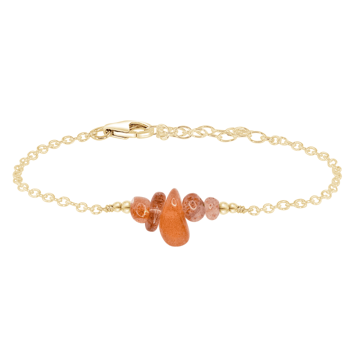Sunstone Chip Bead Bar Bracelet - Sunstone Chip Bead Bar Bracelet - 14k Gold Fill - Luna Tide Handmade Crystal Jewellery