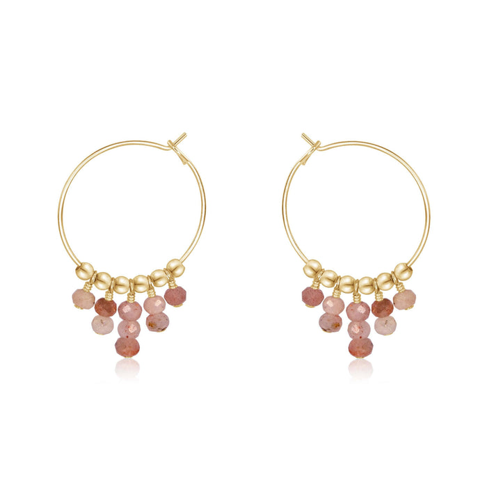 Sunstone Statement Hoop Earrings - Sunstone Statement Hoop Earrings - 14k Gold Fill - Luna Tide Handmade Crystal Jewellery