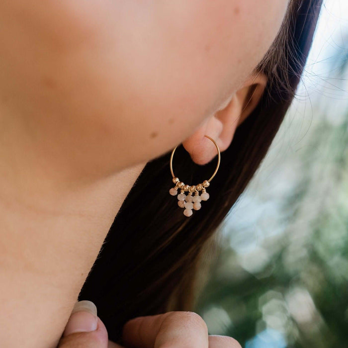 Sunstone Statement Hoop Earrings - Sunstone Statement Hoop Earrings - 14k Gold Fill - Luna Tide Handmade Crystal Jewellery