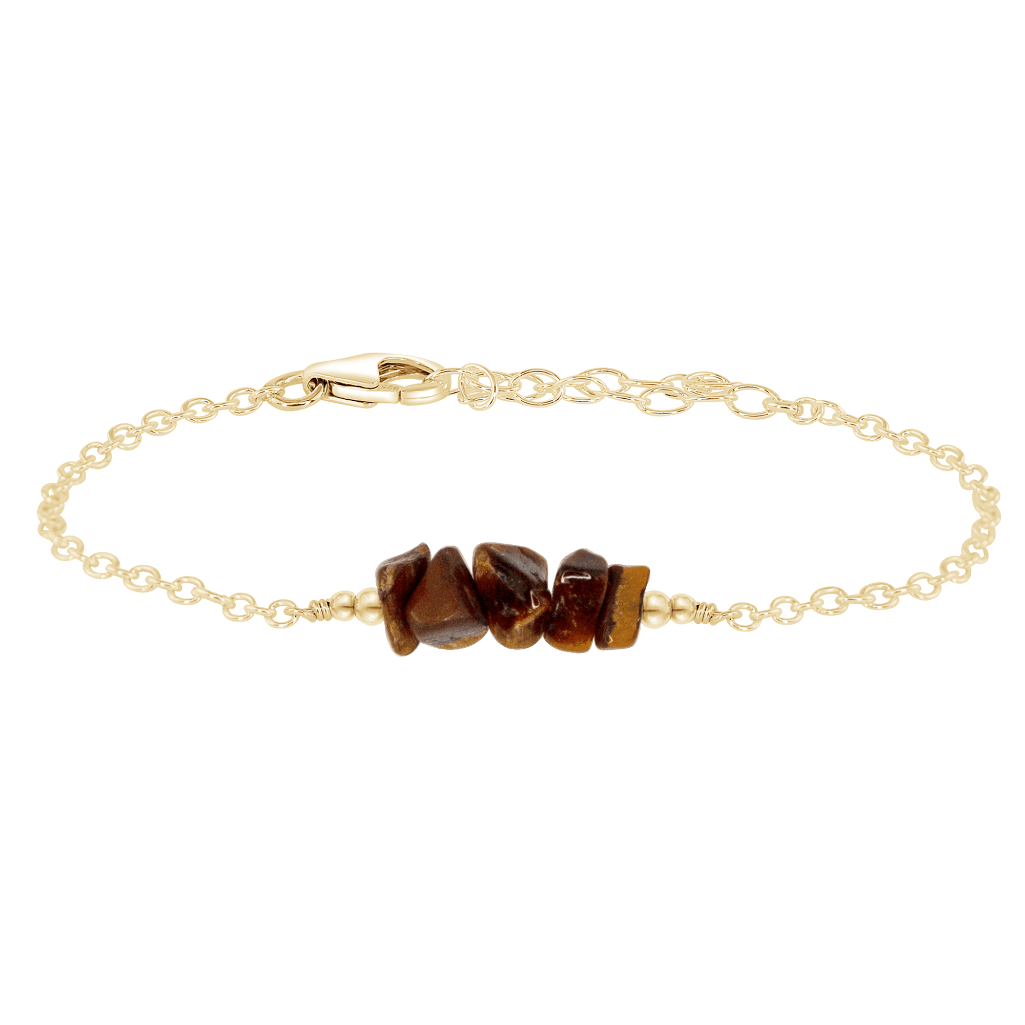 Tiger's Eye Chip Bead Bar Bracelet - Tiger's Eye Chip Bead Bar Bracelet - 14k Gold Fill - Luna Tide Handmade Crystal Jewellery